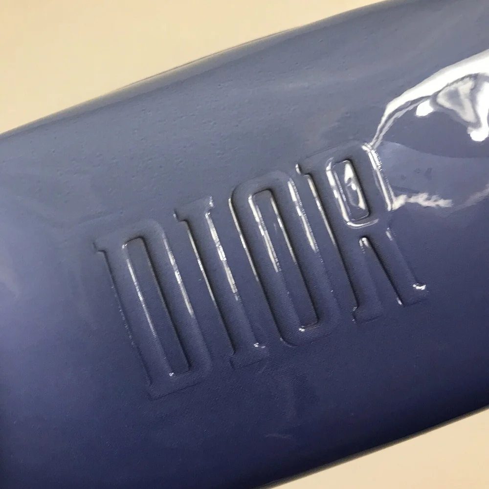 DIOR BLUE OMBRE EMBOSSED LOGO STAR ZIP top bag makeup cosmetic bag